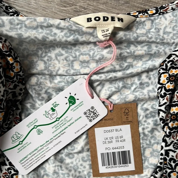 NEW Boden Ruffle Wrap Jersey Mini Dress Black, Opulent Pome - Picture 8 of 11